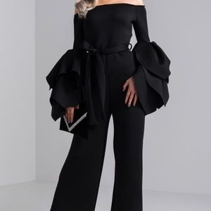 AKIRA ”I Understood Assignment” Black Ruffle Sleeve Jumpsuit